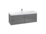 Villeroy & Boch Subway 2.0 Waschtischunterschrank A69100FP, 128,7x42x44,9cm, Glossy Grey, Griff matt