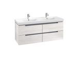 Villeroy & Boch Subway 2.0 Waschtischunterschrank A69910E8, 128,7x52x44,9cm, white Wood, Griff chrom
