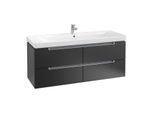 Villeroy & Boch Subway 2.0 Waschtischunterschrank A69800PD,128,7x52x44,9cm, Black matt, Griff silber