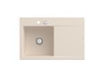 Villeroy und Boch Subway Style 45 Flat Einbauspüle 334802FU links, mit Ablaufgarnitur, Excenterbetätigung, ivory CeramicPlus, 78 x 51 cm