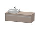 Duravit Ketho Waschtisch-Unterschrank KT6697L4343 140x55x42,6cm, für Aufsatzbecken, 2 Auszüge, Ausschnitt links, basalt matt
