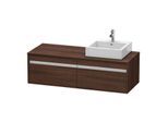 Duravit Ketho Waschtisch-Unterschrank KT6697R5353 140x55x42,6cm, für Aufsatzbecken, 2 Auszüge, Ausschnitt rechts, kastanie dunkel