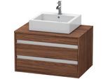 Duravit Ketho Waschtisch-Unterschrank KT665402121 80 x 42,6 x 55 cm, nussbaum dunkel, für Aufsatzbecken mittig, 2 Schubkästen
