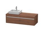 Duravit Ketho Waschtisch-Unterschrank KT6697L2121 140x55x42,6cm, für Aufsatzbecken, 2 Auszüge, Ausschnitt links, nussbaum dunkel