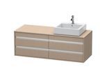 Duravit Ketho Waschtisch-Unterschrank KT6657R7575 140x55x49,6cm, für Aufsatzbecken, 4 Schubkästen, Ausschnitt rechts, leinen
