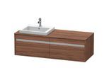 Duravit Ketho Waschtisch-Unterschrank KT6797L2121 140x55x42,6cm, Einbauwaschtische, 2 Auszüge, Ausschnitt links, nussbaum dunkel
