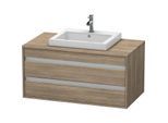 Duravit Ketho Waschtisch-Unterschrank KT675503535 100 x 55 cm, Eiche terra, für Einbauwaschtisch mittig, 2 Schubkästen