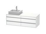 Duravit Ketho Waschtisch-Unterschrank KT6657L1818 140x55x49,6cm, für Aufsatzbecken, 4 Schubkästen, Ausschnitt links, weiß matt