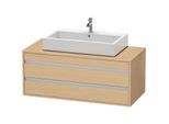 Duravit Ketho Waschtisch-Unterschrank KT665603030 120 x 42,6 x 55 cm, Eiche natur, für Aufsatzbecken mittig, 2 Schubkästen