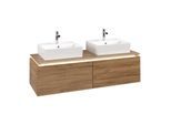 Villeroy und Boch Legato Waschtischunterschrank B668L0RH 140x38x50cm, für 2 Waschtische, mit LED-Beleuchtung, Kansas Oak