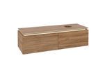 Villeroy und Boch Legato Waschtischunterschrank B615L0RH 140x38x50cm, Waschtisch rechts, mit LED-Beleuchtung, Kansas Oak