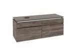 Villeroy und Boch Legato Waschtischunterschrank B614L0RK 140x55x50cm, Waschtisch links, mit LED-Beleuchtung, Stone Oak