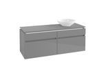Villeroy & Boch Legato Waschtischunterschrank B616L0FP 140x55x50cm, mit LED-Beleuchtung, Glossy Grey