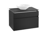 Villeroy & Boch Legato Waschtischunterschrank B602L0PD 80x55x50cm, mit LED-Beleuchtung, Black Matt Lacquer