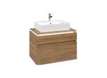 Villeroy und Boch Legato Waschtischunterschrank B602L0RH 80x55x50cm, Waschtisch mittig, mit LED-Beleuchtung, Kansas Oak