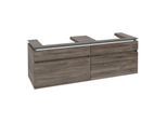 Villeroy und Boch Legato Waschtischunterschrank B693L0RK 160x55x50cm, für 2 Waschtische, mit LED-Beleuchtung, Stone Oak
