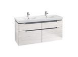 Villeroy und Boch Subway 2.0 Waschtisch-Unterschrank A91700E8 128,7 x 59 x 44,9 cm, Griff silbermatt, white wood