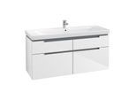 Villeroy&Boch Subway 2.0 XL Waschtischunterschrank A91600DH,128,7x59x44,9cm,Glossy White,Griff silber