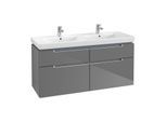 Villeroy & Boch Subway 2.0 Waschtischunterschrank A91700FP,128,7x59x44,9cm, Glossy Grey, Griff matt