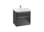 Villeroy & Boch Subway 2.0 Waschtisch-Unterschrank A91000PD 63,7x59x45,4cm, 2 Auszüge, Griff silbermatt, black matt lacquer