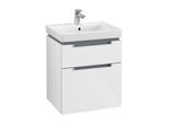Villeroy & Boch Subway 2.0 Waschtisch-Unterschrank A90800DH 53,7x59x42,3cm, 2 Auszüge, Griff silbermatt, glossy white