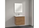 Villeroy & Boch Finero Badmöbel Set 65 cm Kansas Oak Waschtisch mit Waschtischunterschrank und Spiegel