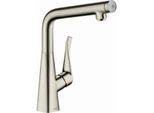 hansgrohe Metris Select 320 Küchenarmatur 14883800 Edelstahl-Optik, schwenkbarer Auslauf