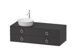 Duravit White Tulip Waschtisch-Unterschrank WT4992L5858 130 x 55 cm, Graphit Seidenmatt, wandhängend, 2 Schubkästen mit Griff, Becken links
