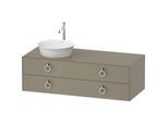 Duravit White Tulip Waschtisch-Unterschrank WT4992LH2H2 130 x 55 cm, Steingrau Hochglanz, wandhängend, 2 Schubkästen mit Griff, Becken links