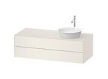 Duravit White Tulip Waschtisch-Unterschrank WT4987RH4H4 130 x 55 cm, Nordic Weiß Hochglanz, wandhängend, 2 Schubkästen, 1 Konsolenplatte, Becken rechts