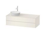 Duravit White Tulip Waschtisch-Unterschrank WT4987LH4H4 130 x 55 cm, Nordic Weiß Hochglanz, wandhängend, 2 Schubkästen, 1 Konsolenplatte, Becken links