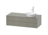 Duravit White Tulip Waschtisch-Unterschrank WT4987R9292 130 x 55 cm, Steingrau Seidenmatt, wandhängend, 2 Schubkästen, 1 Konsolenplatte, Becken rechts