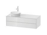 Duravit White Tulip Waschtisch-Unterschrank WT4987L8585 130 x 55 cm, Weiß Hochglanz, wandhängend, 2 Schubkästen, 1 Konsolenplatte, Becken links
