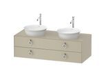 Duravit White Tulip Waschtisch-Unterschrank WT4993BH3H3 130 x 55 cm, Taupe Hochglanz, wandhängend, 2 Schubkästen mit Griff, Becken beidseitig