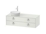 Duravit White Tulip Waschtisch-Unterschrank WT4992L3636 130 x 55 cm, Weiß Seidenmatt, wandhängend, 2 Schubkästen mit Griff, Becken links