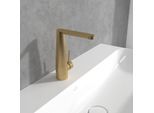 Villeroy und Boch Conum Einhebel-Waschtischarmatur TVW12700400076 mit Push-Open-Ablaufgarnitur, brushed gold