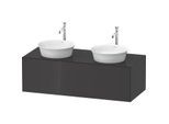 Duravit White Tulip Waschtisch-Unterschrank WT4978BH1H1 130 x 55 cm, Graphit Hochglanz, wandhängend, 1 Auszug, 1 Konsolenplatte, Becken beidseitig
