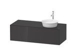 Duravit White Tulip Waschtisch-Unterschrank WT4977RH1H1 130 x 55 cm, Graphit Hochglanz, wandhängend, 1 Auszug, 1 Konsolenplatte, Becken rechts