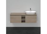 Duravit D-Neo Waschtisch-Unterschrank DE4950R3535 140 x 55 cm, Eiche Terra, wandhängend, 2 Auszüge, 1 Konsolenplatte, Becken rechts
