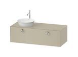 Duravit White Tulip Waschtisch-Unterschrank WT4982LH3H3 130 x 55 cm, Taupe Hochglanz, wandhängend, 1 Auszug mit Griff, Becken links