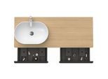 Duravit D-Neo Waschtisch-Unterschrank DE4950L3030 140 x 55 cm, Eiche Natur, wandhängend, 2 Auszüge, 1 Konsolenplatte, Becken links