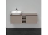 Duravit D-Neo Waschtisch-Unterschrank DE4950L4343 140 x 55 cm, Basalt Matt, wandhängend, 2 Auszüge, 1 Konsolenplatte, Becken links