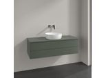 Villeroy und Boch Antao Waschtisch-Unterschrank K21050HL 120x36x50cm, Hahnloch, Waschbeckenplattenfarbe Lack, leaf green matt lacquer