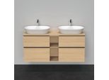 Duravit D-Neo Waschtisch-Unterschrank DE4970B3030 140 x 55 cm, Eiche Natur, wandhängend, 4 Schubkästen, 1 Konsolenplatte, Becken beidseitig