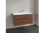 Villeroy und Boch Antao Waschtisch-Unterschrank K05100HM 98,8x50,4x49,6cm, mit Frontstruktur, warm walnut