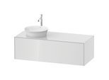 Duravit White Tulip Waschtisch-Unterschrank WT4977L8585 130 x 55 cm, Weiß Hochglanz, wandhängend, 1 Auszug, 1 Konsolenplatte, Becken links