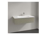 Villeroy und Boch Antao Waschtisch-Unterschrank L02100HK 98,8x25,6x49,3cm, mit Frontstruktur, stone grey matt lacquer, mit Beleuchtung