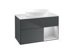 Villeroy und Boch Finion Waschtischunterschrank GA21GJHG 100cm, Abdeckplatte white matt, Emotion, Regale Light grey matt lacquer, Midnight Blue Matt Lacquer