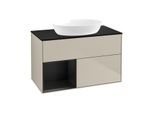 Villeroy und Boch Finion Waschtischunterschrank GA12PDHH 100cm, Abdeckplatte black matt, Emotion, Regale Black matt lacquer, Sand Matt Lacquer