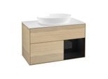 Villeroy und Boch Finion Waschtischunterschrank GA21PHPC 100cm, Abdeckplatte white matt, Emotion, Regale Glossy black lacquer, Oak Veneer